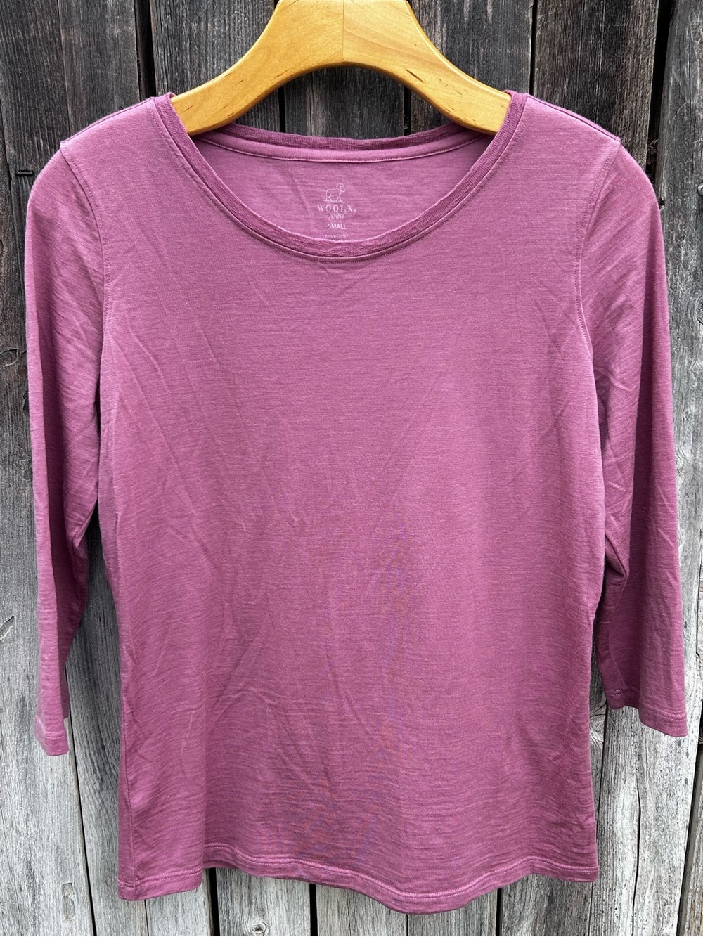 Woolx Jenny 3/4 Sleeve Crewneck Tee Shirt Merino Wool Blend Dusty Rose Pink S - Picture 13 of 13